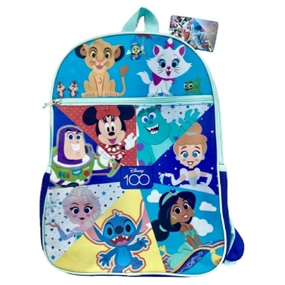 RARE~Disney Backpack 100th Anniversary Blue Full Size Elsa Stitch NWT New - Picture 1 of 5